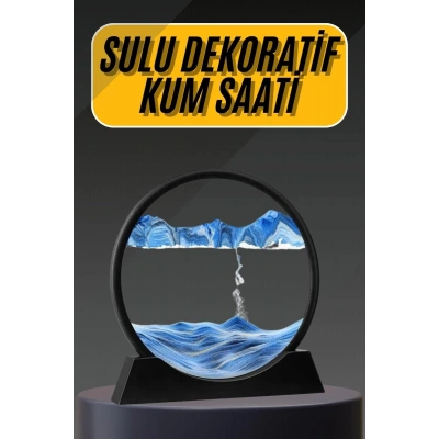 3D Led Işıklı Kum Saati Gece Lambası Hareketli Sulu Kum Saati Dekoratif