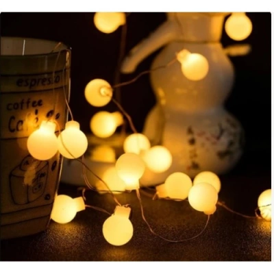 HERŞEYTREND 3m 20 Led Beyaz Top Gün Işığı Pilli 2 Kademeli