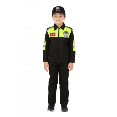 HERŞEYTREND Kız&Erkek Çocuk Polis Kıyafeti (Şapka, Gömlek, Pantolon Takımı) Yeni Model