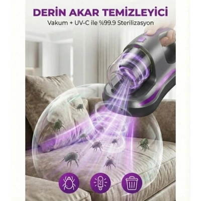 HERŞEYTREND UV Işık Teknolojili Güçlü Motorlu Yatak Temizleme Cihazı