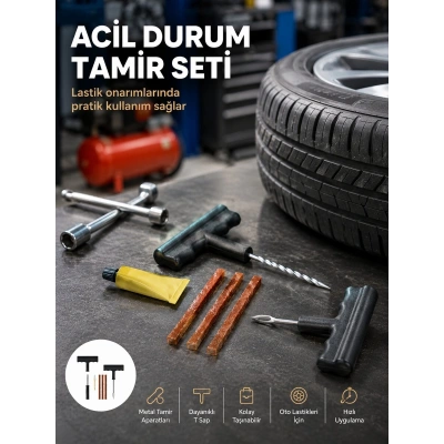 Acil Durumların Kurtarıcısı Çok Amaçlı Lastik Tamir Seti