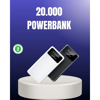 Akıllı LCD Ekranlı 20.000mAh Powerbank PD + USB + Type-C