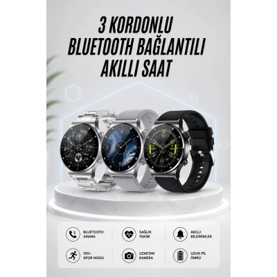 Akıllı Saat Amoled Ekran Bluetooth Bağlantılı Sesli Görüşme Nabız Ölçer