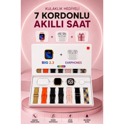 Akıllı Saat Bluetooth Kulaklık Hediyeli Bildirim Görme Sesli Görüşme Çoklu Kordon