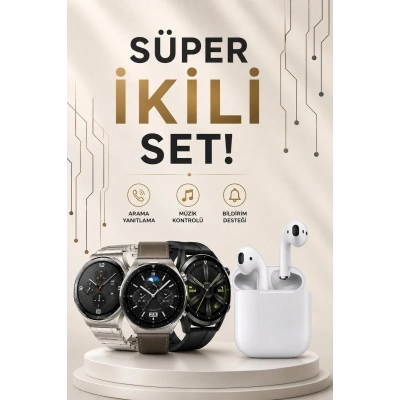 Akıllı Saat ve Kulaklık Seti Dokunmatik Ekran 5.0 Bluetooth Bağlantılı Sesli Görüşme
