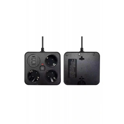 Akım Korumalı Anahtarlı Priz - 3x Priz - 2x Usb - 2x Type-c - 2 Mt Kablo Hızlı Şarj Özellikli Siyah