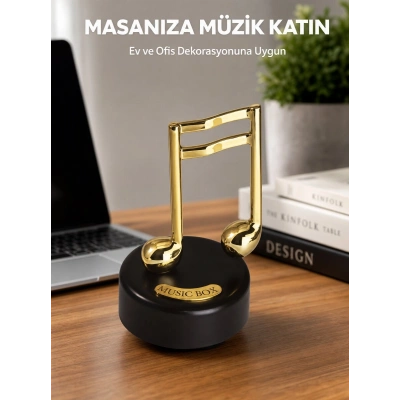 Altın Nota Temalı Müzik Kutusu  Müzikli Hediyelik Yeni Nesil