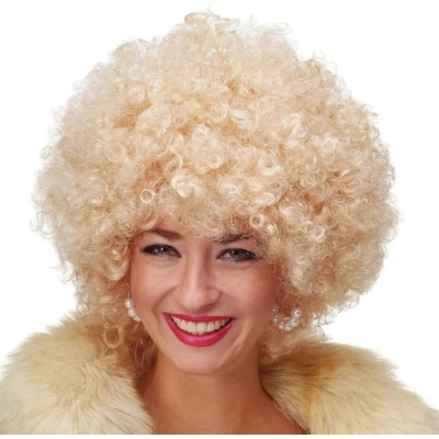 HERŞEYTREND Altın Renk Kıvırcık Afro Parti Peruğu