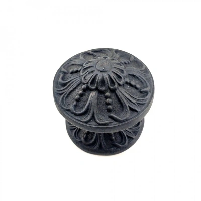 Antika Tarz Dekoratif Pirinç Çiçekli Kapı Tokmağı - 80 Mm Çap, Oksit