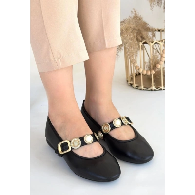 Atnis Siyah Cilt Babet Ayakkabı