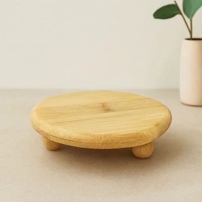 Bambu Sunum Tabağı Ayaklı 11x11 cm