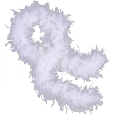Beyaz Renk Kabarık Kalın Otriş Boa Tüy 6 Cm Genişlik 180-200 Cm Uzunluk