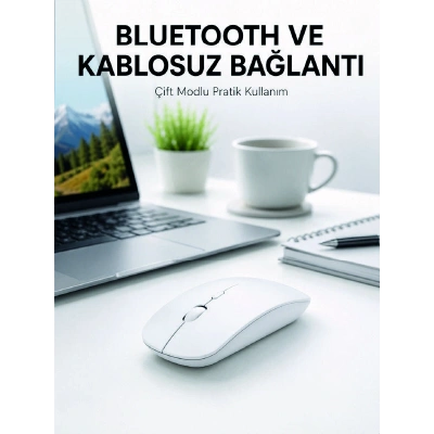 Bluetooth Kablosuz Wireless Mouse Şarjlı Sessiz Ergonomik 5000 DPI Fare