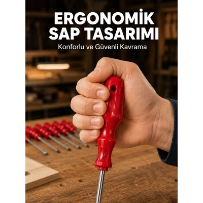 Çelik 7li Tornavida Seti Ergonomik Sap Profesyonel Kullanım