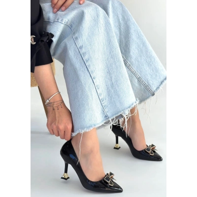 HERŞEYTREND Coby Siyah Rugan Topuklu Ayakkabı