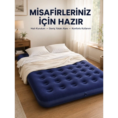 Çok Amaçlı Şişme Hava Yatağı Çift Kişilik Hızlı Şişirme Vanalı