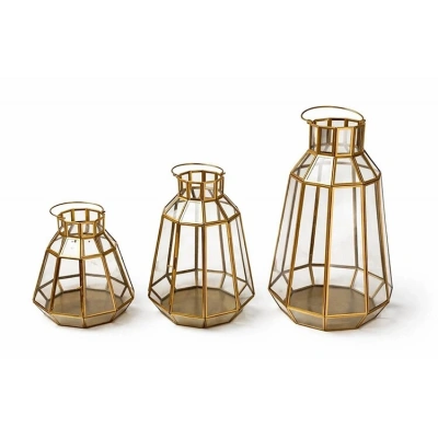 Dekoratif Gold Metal 3lü Fener Seti