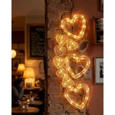 Dekoratif Kalp LED Neon Lamba Romantik Oda Balkon ve Masa Üstü Işığı