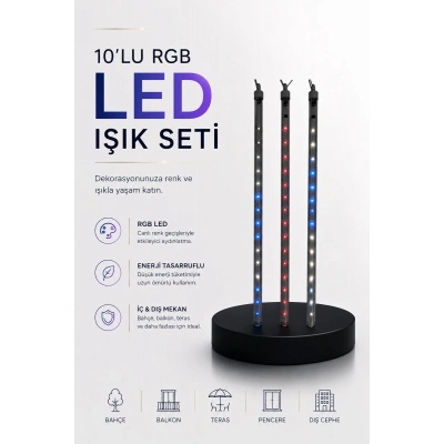 Dekoratif Ortam Aydınlatması RGB LED 10’lu Çubuk Seti