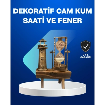 Deniz Feneri Tasarımlı Ahşap Kum Saati – Retro Masa Aksesuarı