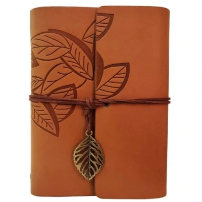 HERŞEYTREND Deri Yaprak Desenli Defter