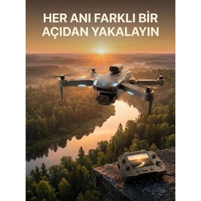 Ekranlı Kumandalı Çift Kameralı Drone ile Havadan Çekim
