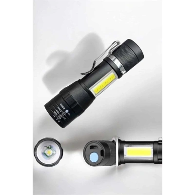 El Feneri Led USB Şarjlı Zoom Mini Led Işık Acil Durum Feneri