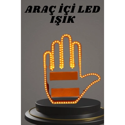 El Orta Parmak Led Kumandalı Araç İçi Reflektör Arka Cam El Simgesi