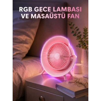Gece Lambalı Renk Değiştiren Masaüstü Fan