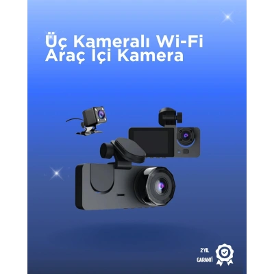 Gelişmiş G-Sensörlü Üçlü Araç Kamerası – 5” LCD Ekran ve Hareket Algılama