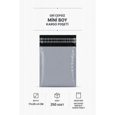 Gri Cepsiz Mini Boy Kargo Poşeti 17x25+4 Cm 250 Adet
