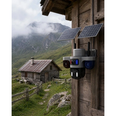 Güneş Enerjili Çiftlik Kamerası 3 Lensli 9MP Solar Kamera 2 Yıl Garantili
