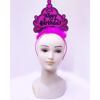 HERŞEYTREND Happy Birthday Neon Fuşya Taç