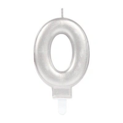 HERŞEYTREND 0 Rakam Mum Gümüş Renk