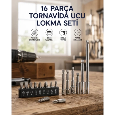 HERŞEYTREND 16 Parça Bits, Adaptör Ve Tornavida Ucu Seti