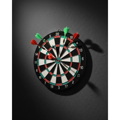 HERŞEYTREND 17 İnç Dart Tahtası Sağlam Ahşap Gövde ve Metal İğneli Dart Okları