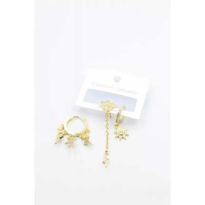 HERŞEYTREND 3lü Bulut Küpe - Altın