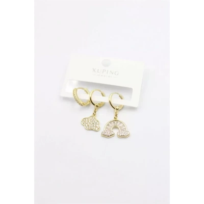 HERŞEYTREND 3lü  Xuping Küpe - Altın