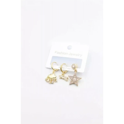 HERŞEYTREND 3lü Yıldız Küpe - Altın