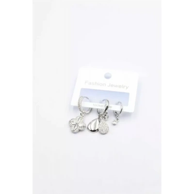 HERŞEYTREND 3lü Yonca Küpe - Gümüş