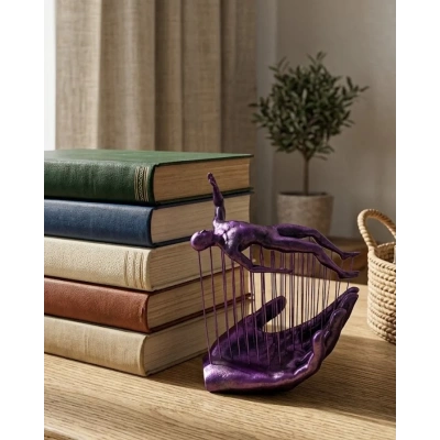 HERŞEYTREND 3D Mor İnsan Figürü Dekoratif Duvar ve Masa Üstü Sanat Objesi