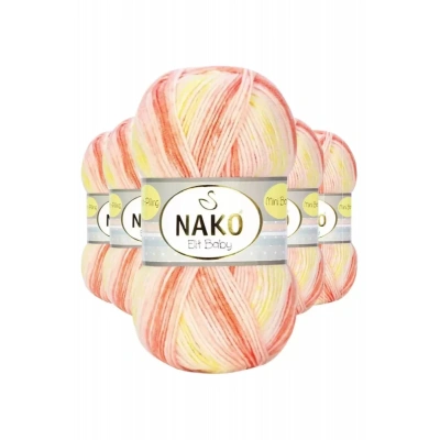 HERŞEYTREND 5 Adet Mini Batik Bebe El Örgü İpi Turuncu Sarı 32430