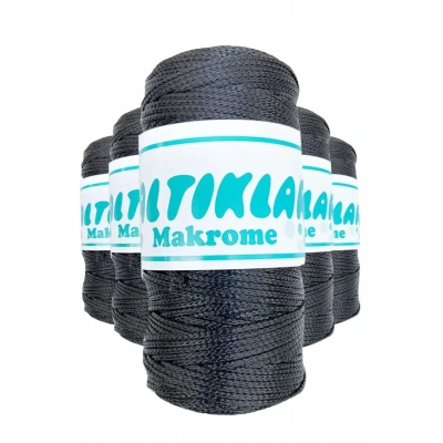 HERŞEYTREND 5 Adet Polyester Makrome İpi 68 Füme Gri 100 gr