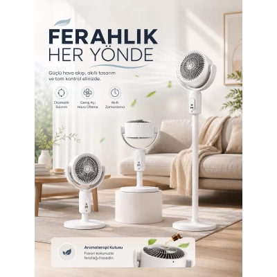 HERŞEYTREND 5 Kademeli Hız Ayarıyla Güçlü Hava Akışlı Dikey Vantilatör