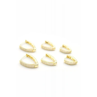 HERŞEYTREND 6lı Taşlı Oval Küpe - Altın