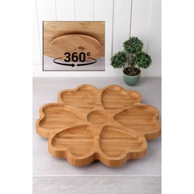 HERŞEYTREND 7 Bölmeli Döner Bambu Sunum Tabağı Royaleks-KDS3030