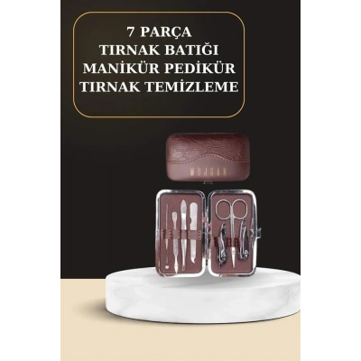 HERŞEYTREND 7 Parça Manikür Pedikür Seti El Ayak Bakımı Çantalı Paslanmaz Çelik