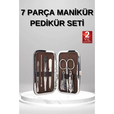 HERŞEYTREND 7 Parça Manikür Pedikür Seti El Ayak Bakımı Çantalı Paslanmaz Çelik