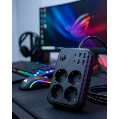 HERŞEYTREND Akım Korumalı Çoklu Priz 4 USB 2 Type C 4 Priz Güvenli ve Hızlı Şarj