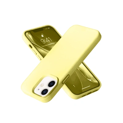 HERŞEYTREND Apple İphone 12 Kılıf Nano İçi Kadife Silikon- Sarı